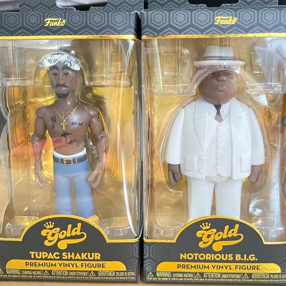 NIB Tupac Shakur & Notorious B. Set of Gold Funko Pop Series 1 - Picture 3 of 9